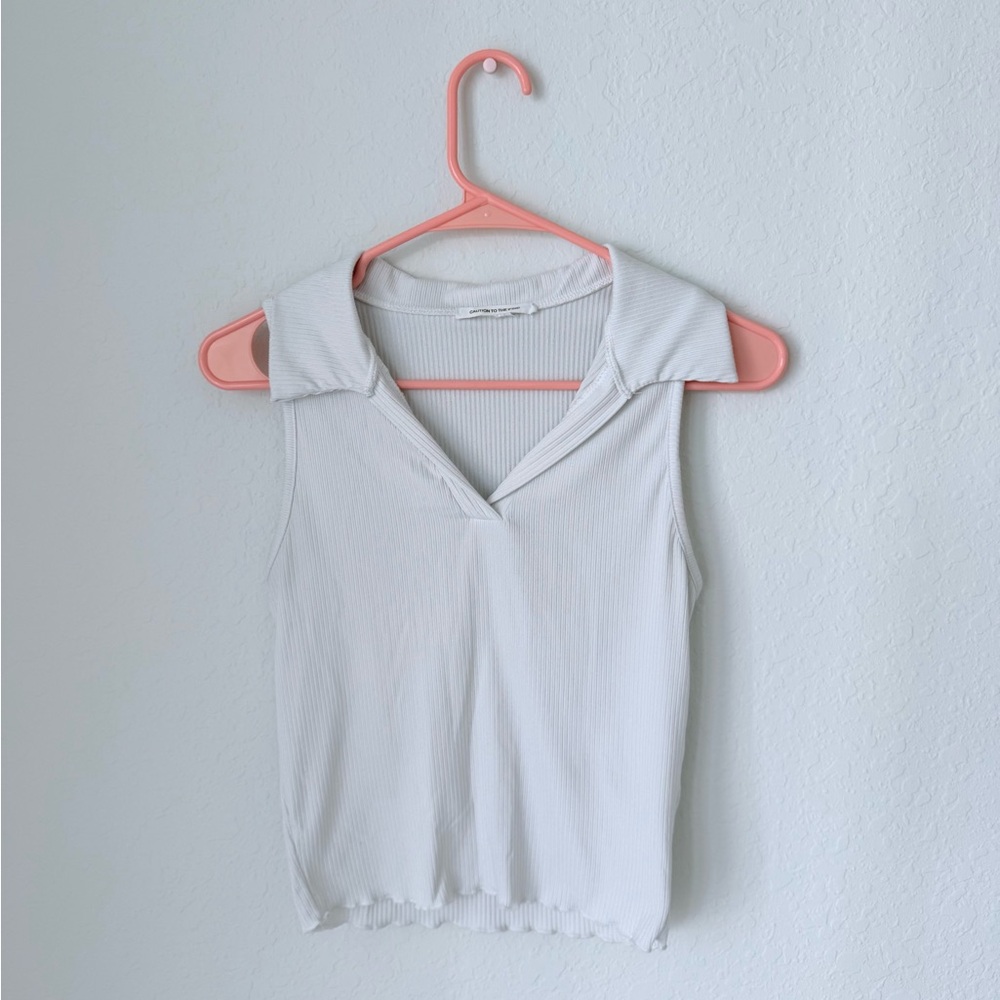 Collared Ribbed Blouse